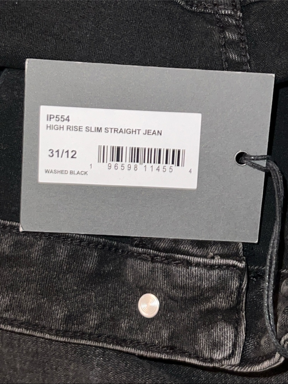 Indigo Six High Rise Slim Straight Jeans, Washed Black, Size:31/12 - Picture 11 of 11